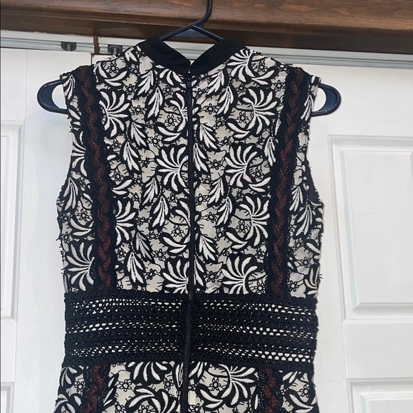 Self-Portrait Black and White Sheath Midi Dress Mock Neck - Picture 8 of 9